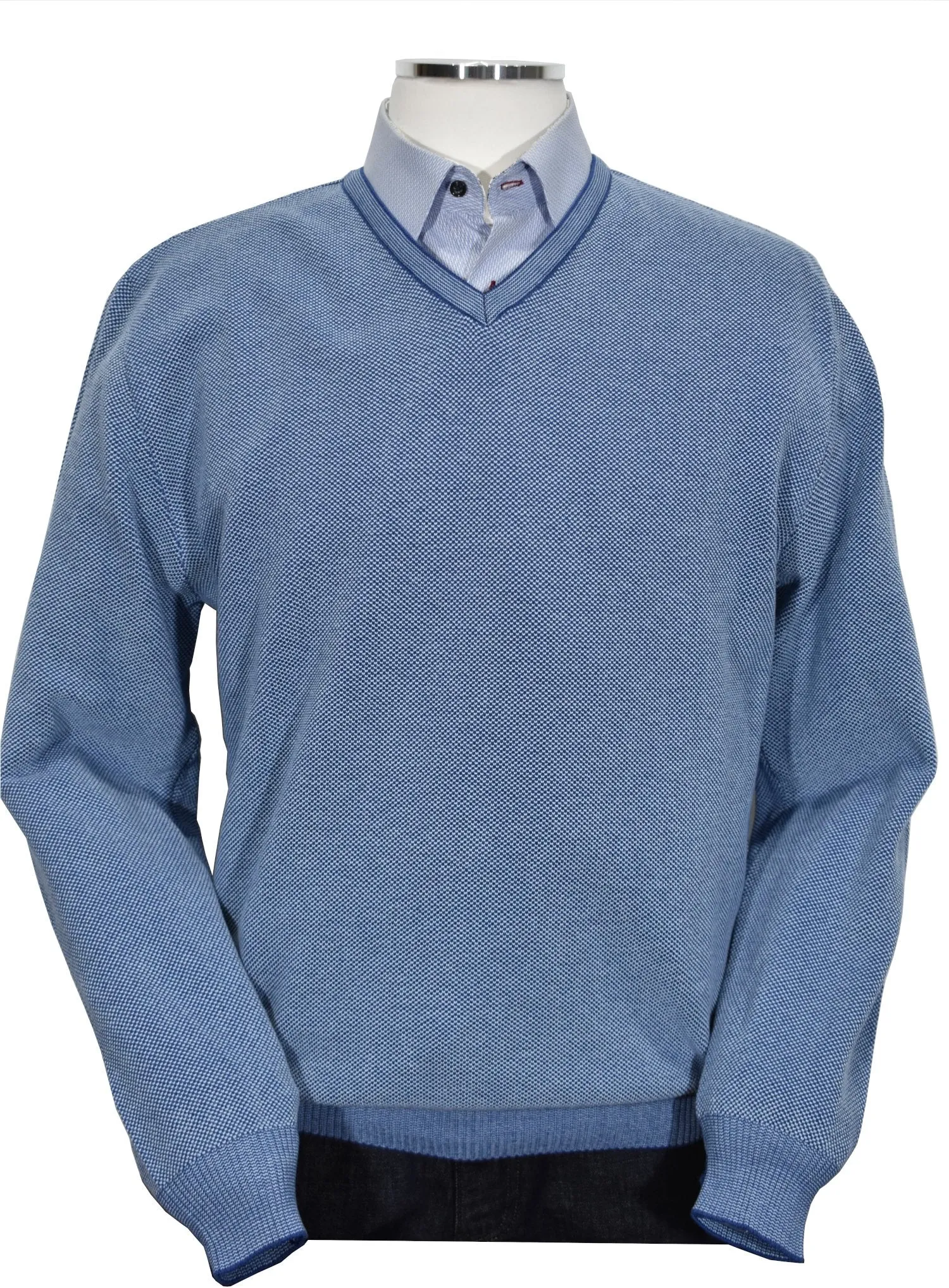 300 Denim Popcorn Stitch Sweater