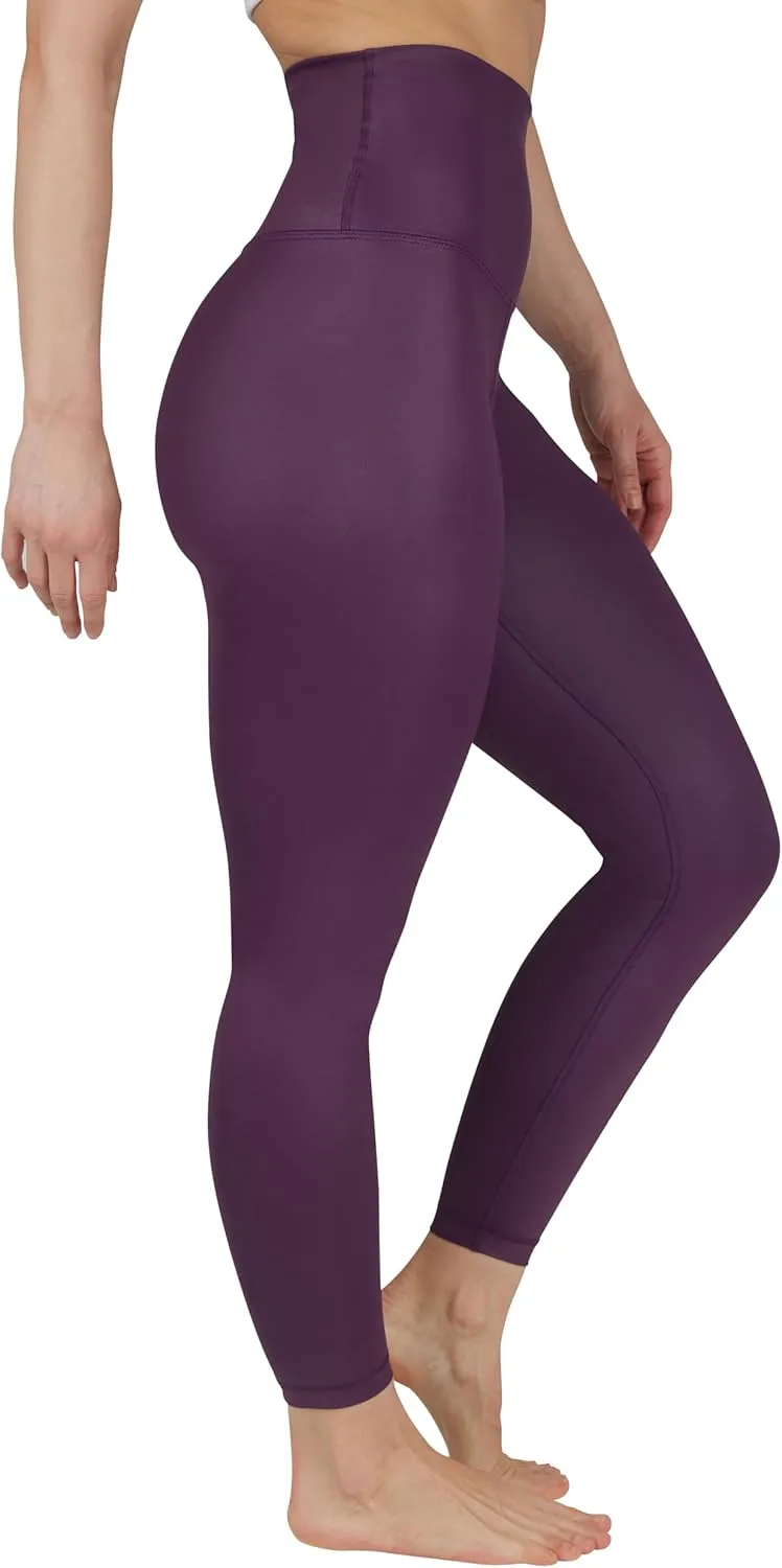 90 Degree By Reflex Womens High Waist High Shine Faux Leather Disco Ankle Leggings