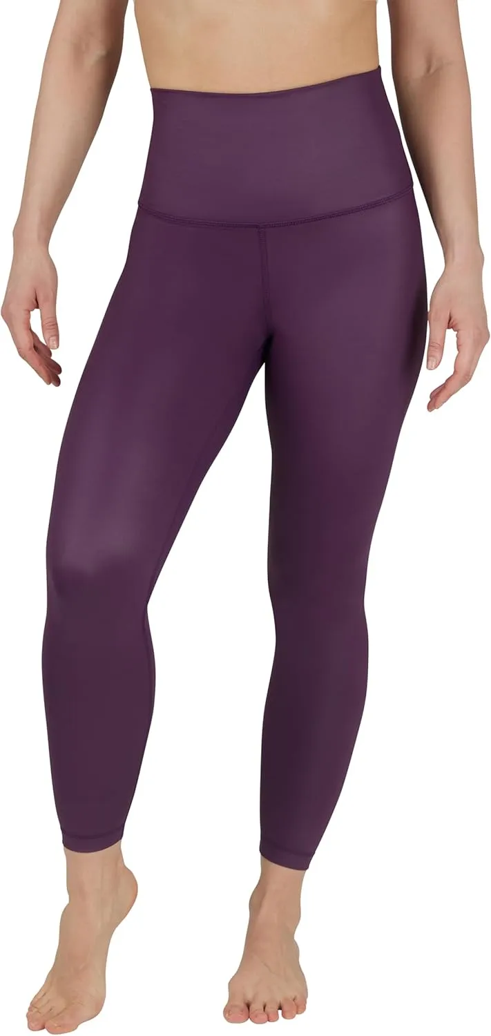 90 Degree By Reflex Womens High Waist High Shine Faux Leather Disco Ankle Leggings