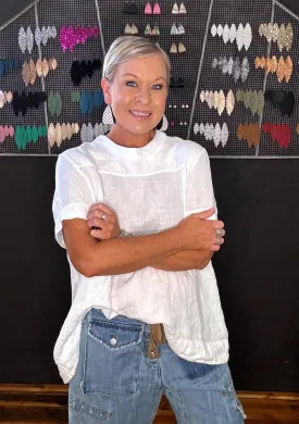ADÉLINE LINEN SWING TOP - WHITE