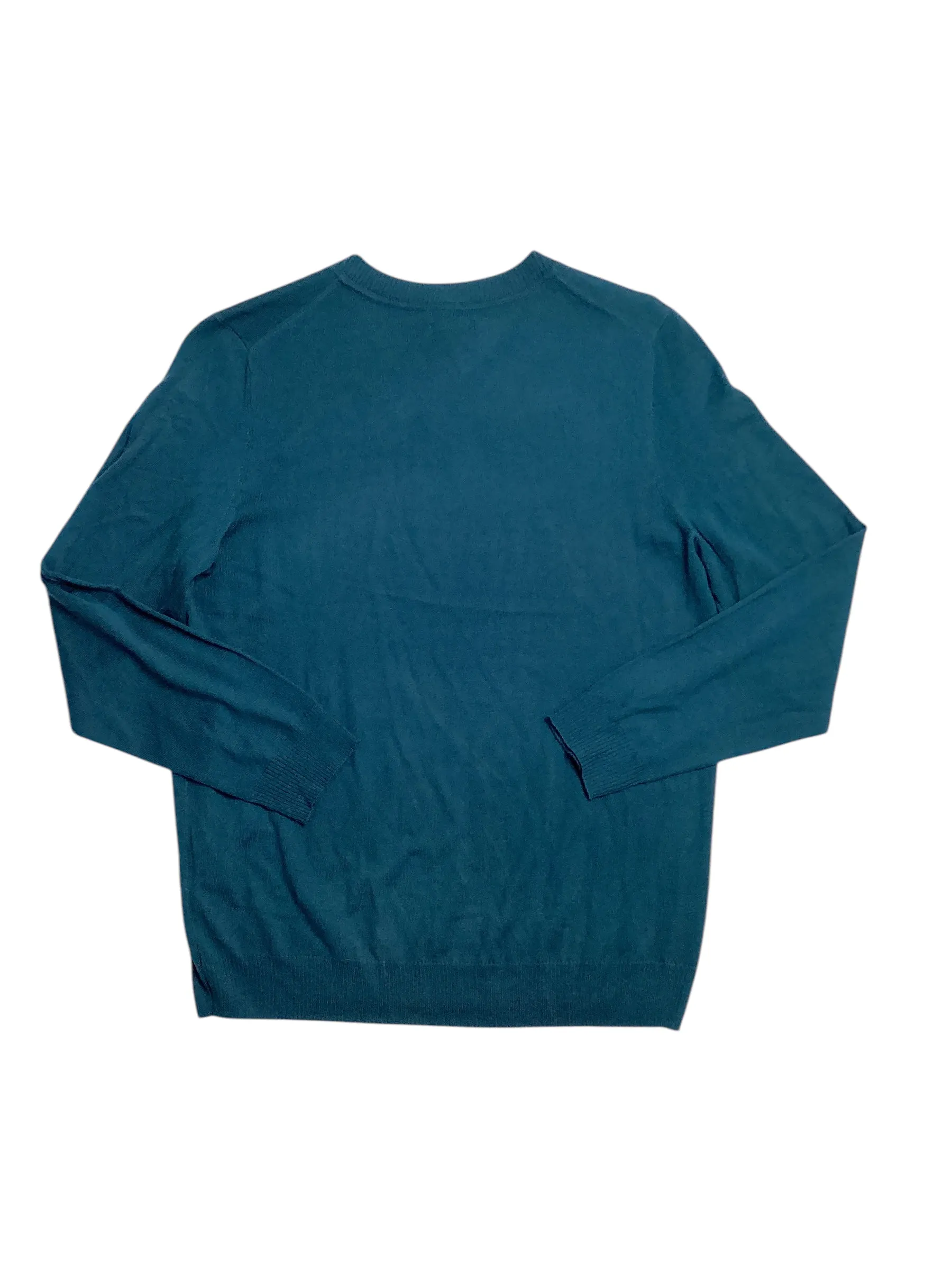 Alfani Men's Long Sleeve V Neck Merino Sweater Dark Kale Blue 2XL