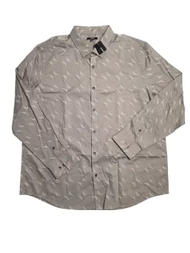 Alfani Mens Regular fit Long Sleeve Button-Up Shirt XL Grey Stretch