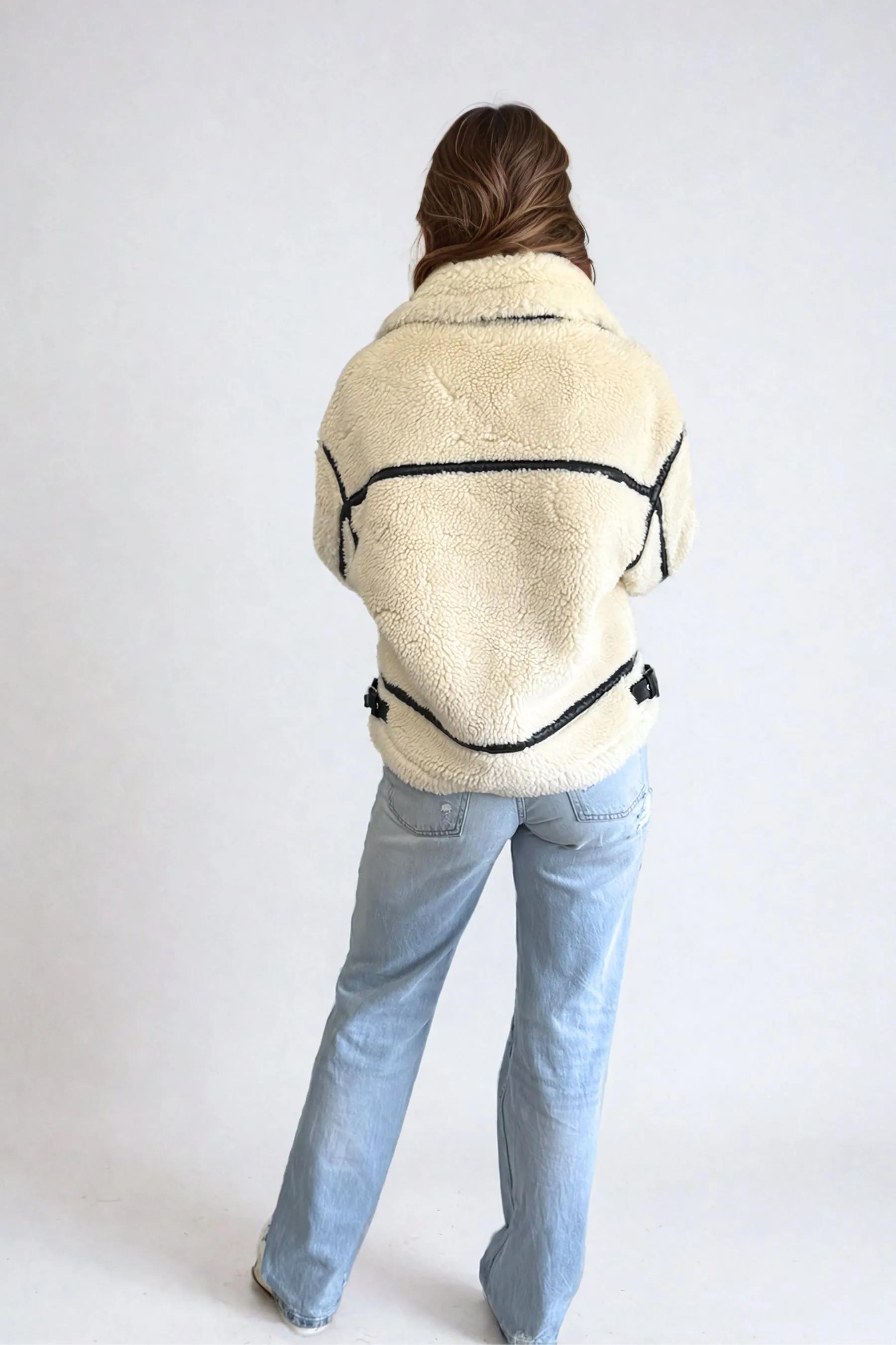 Alta Faux Fur Biker Jacket | Creme