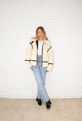 Alta Faux Fur Biker Jacket | Creme