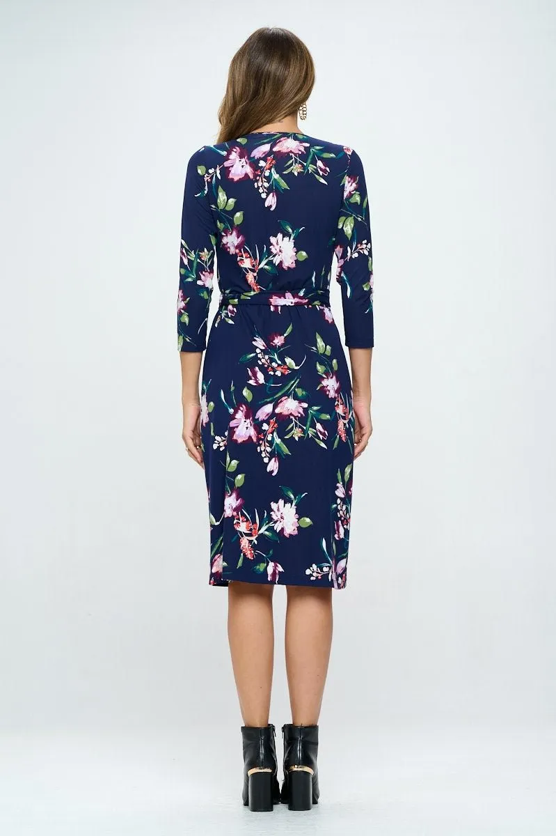 Angie V-Neck Wrap Dress With Tie