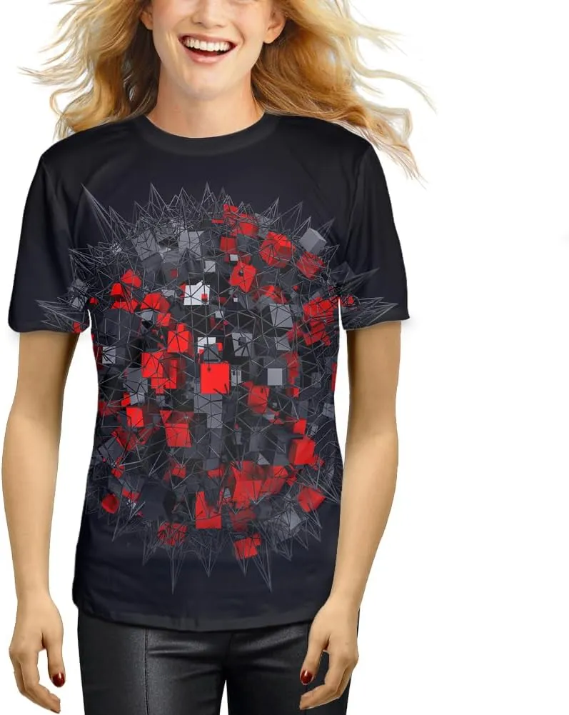Asylvain Unisex 3D Graphic T-Shirt Colorful Design Short Sleeve Crewneck Digital Tee for Young
