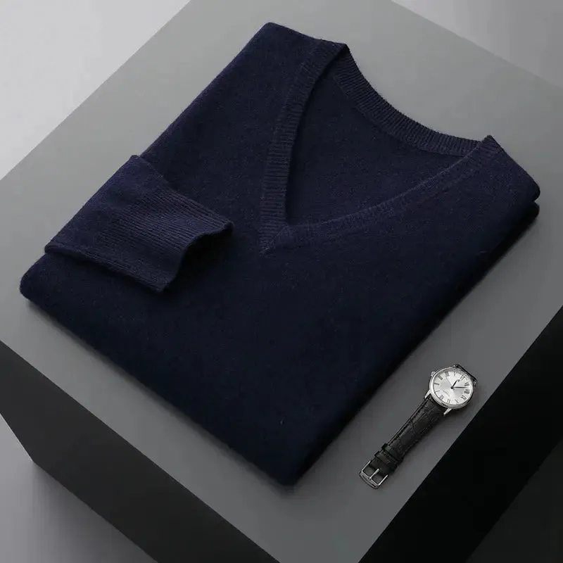 Autumn And Winter New Men's V-Neck Cashmere Loose