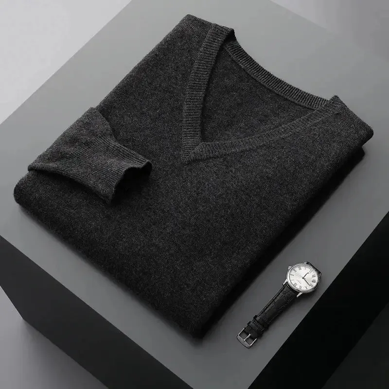Autumn And Winter New Men's V-Neck Cashmere Loose