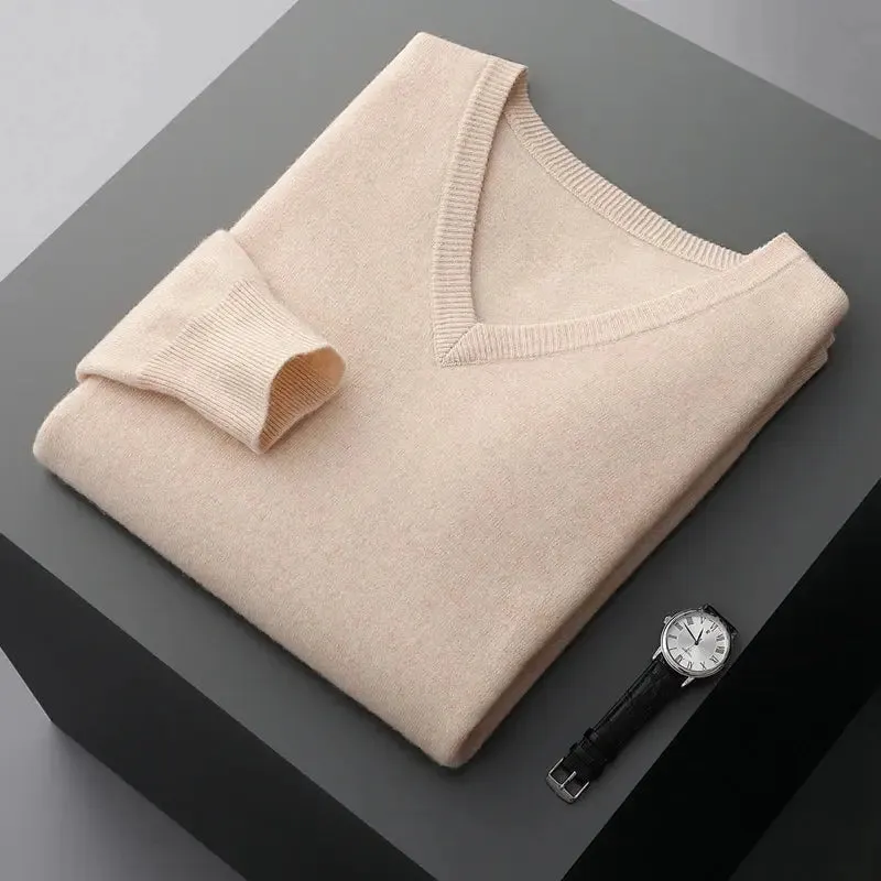 Autumn And Winter New Men's V-Neck Cashmere Loose