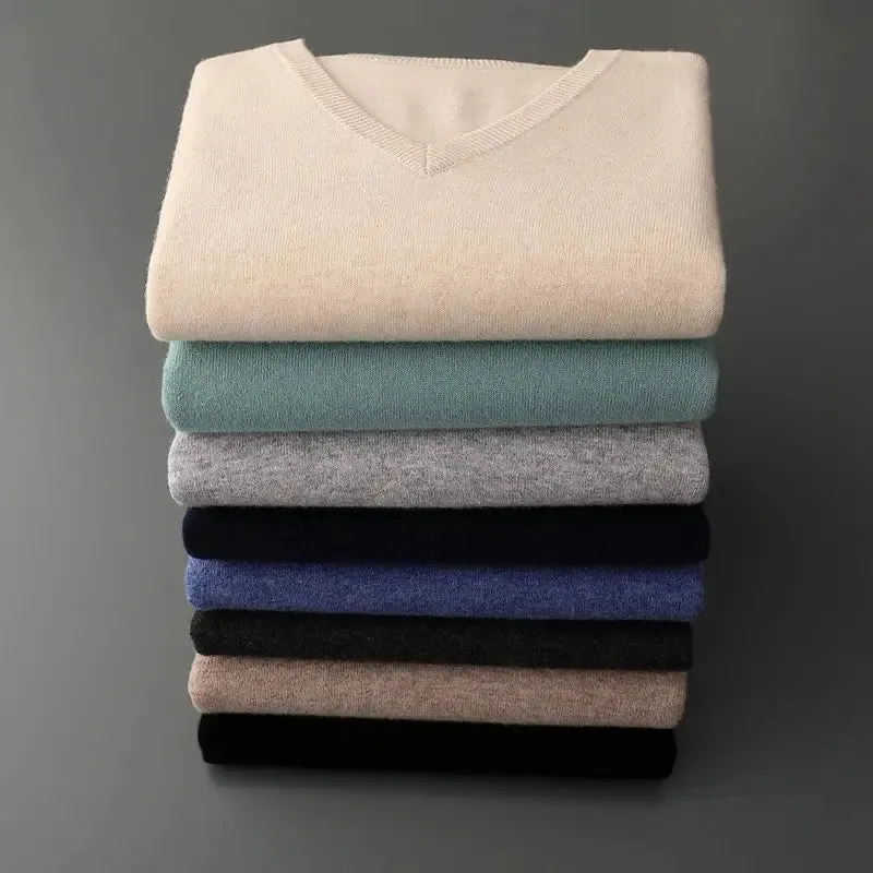 Autumn And Winter New Men's V-Neck Cashmere Loose