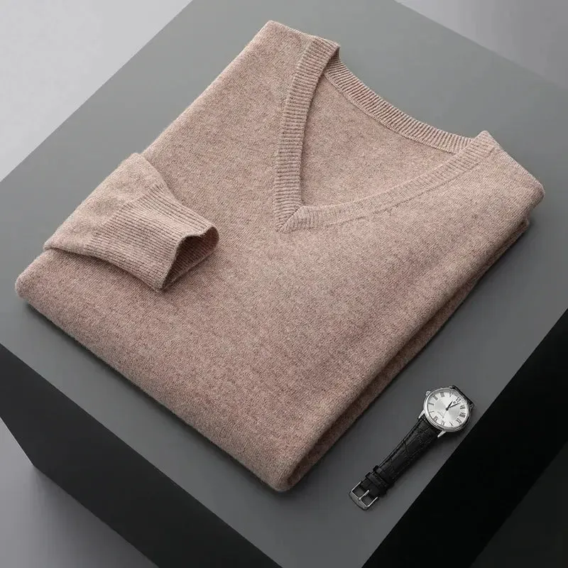 Autumn And Winter New Men's V-Neck Cashmere Loose