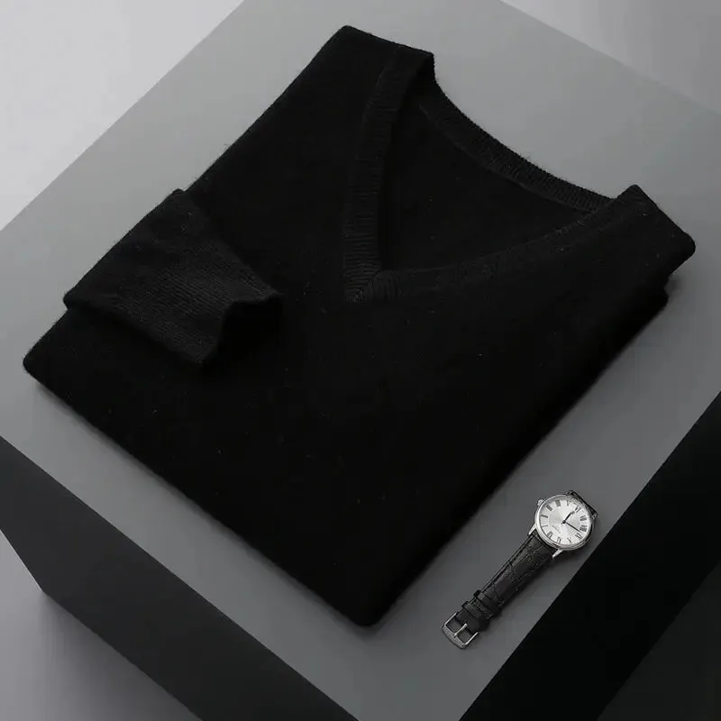 Autumn And Winter New Men's V-Neck Cashmere Loose