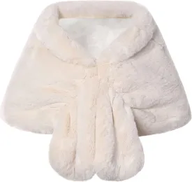 BABEYOND Womens Faux Fur Collar Shawl Faux Fur Scarf Wrap Evening Cape for Winter Coat
