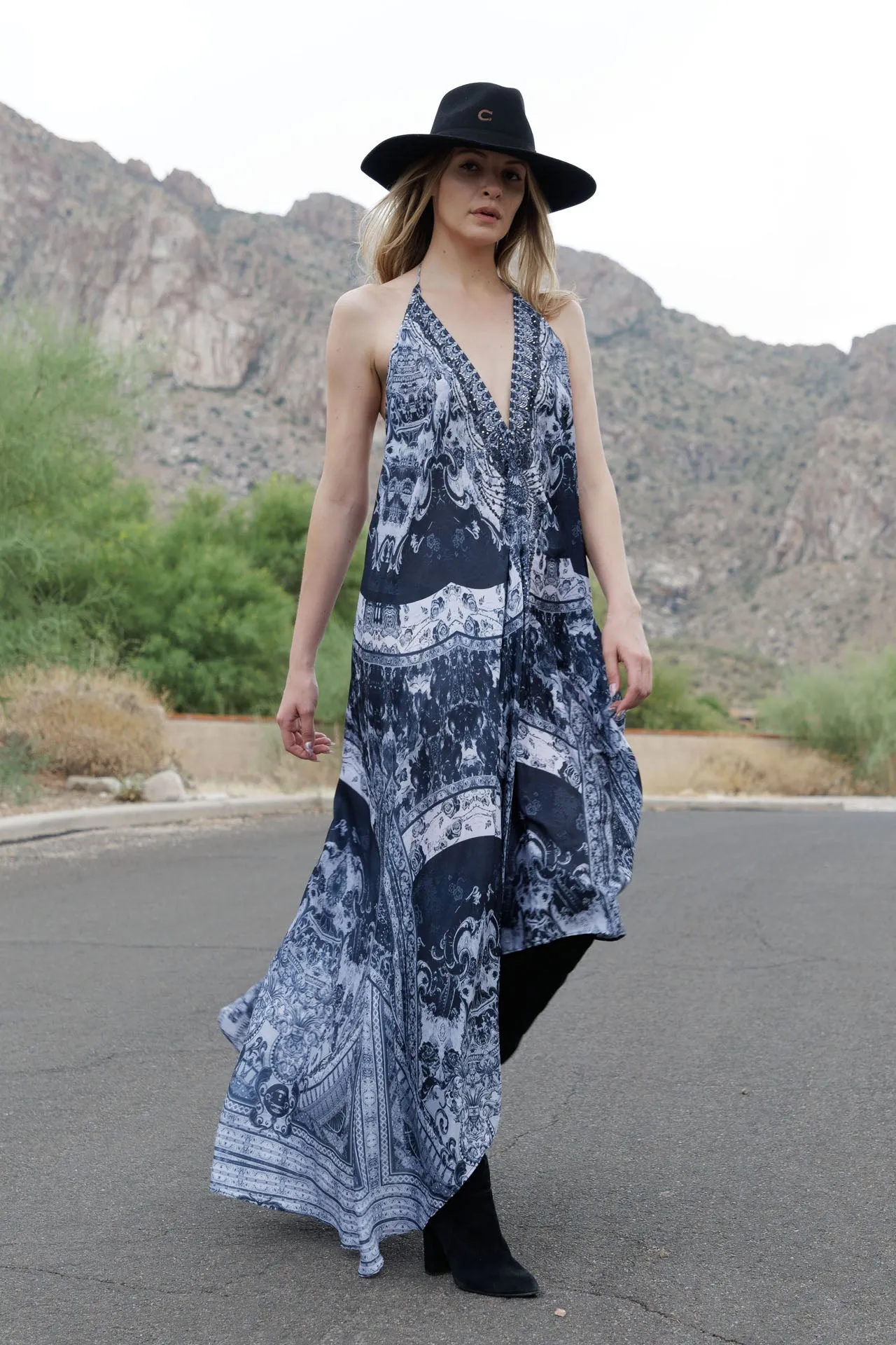 Black Designer Long Maxi Dress
