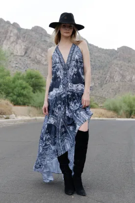 Black Designer Long Maxi Dress