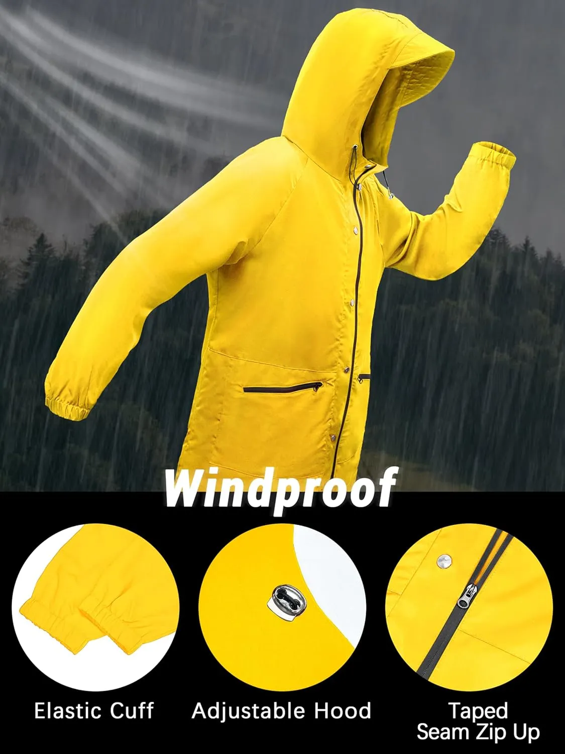 Bloggerlove Packable Rain Jacket Women Raincoat Waterproof Windbreaker Climbing Outdoor Hooded Trench Coats S-XXL