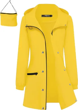 Bloggerlove Packable Rain Jacket Women Raincoat Waterproof Windbreaker Climbing Outdoor Hooded Trench Coats S-XXL