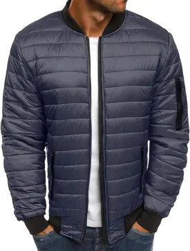 Bomber Jacket Men Diamond Casual Zip Up Quilted Varsity Jackets Winter Warm Lightweight Padded Outwear Flight Coat