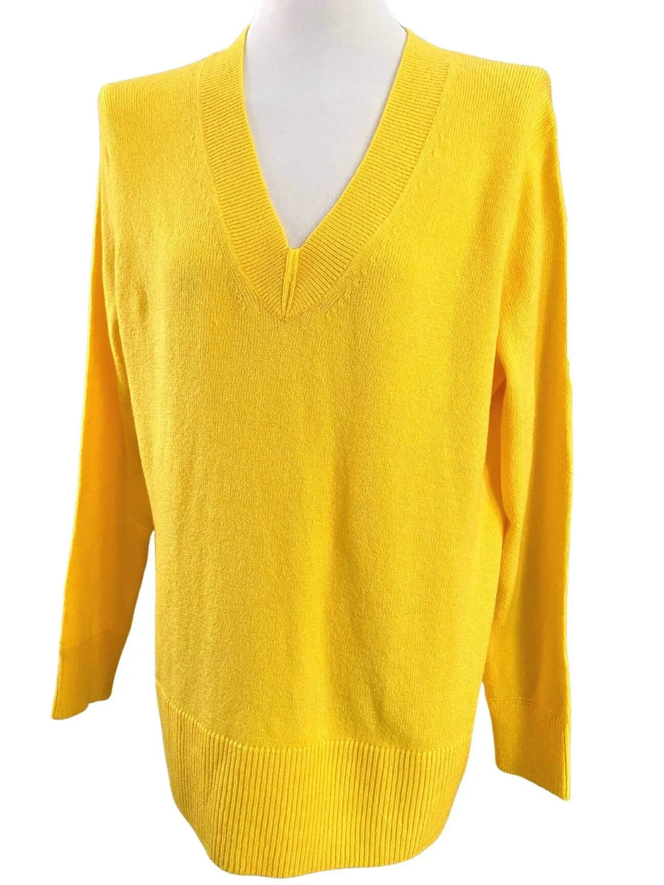 Bright Winter Canary Yellow V-neck Sweater