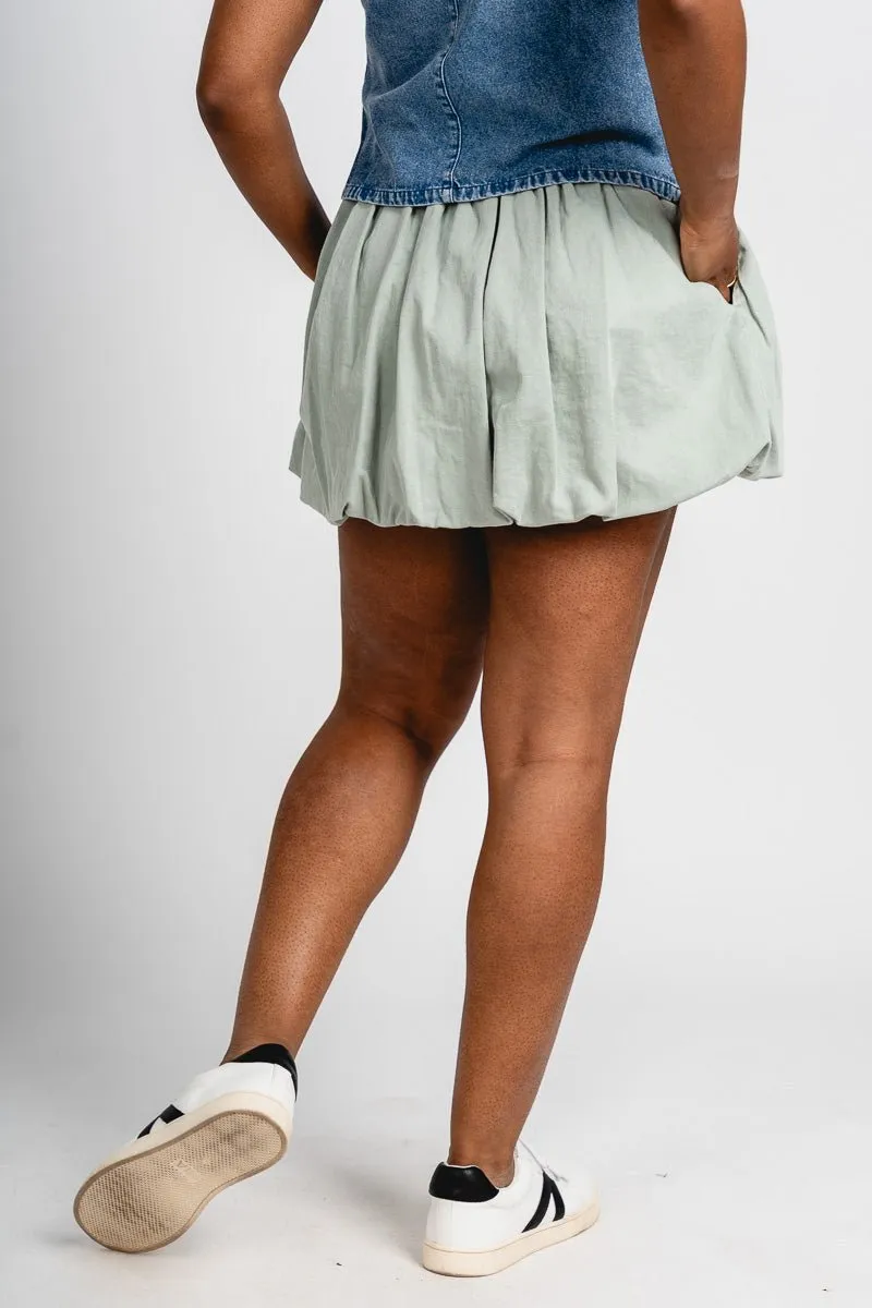 Bubble mini skirt sage green