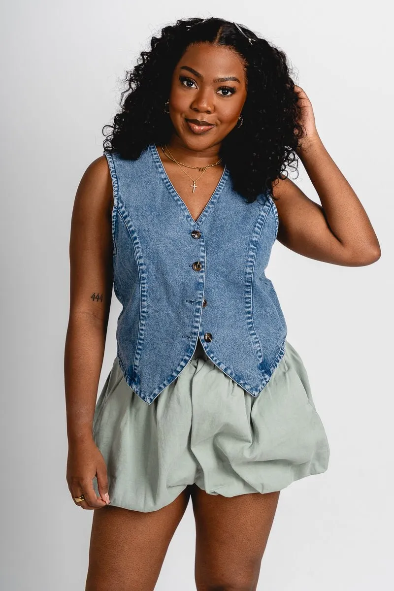 Bubble mini skirt sage green