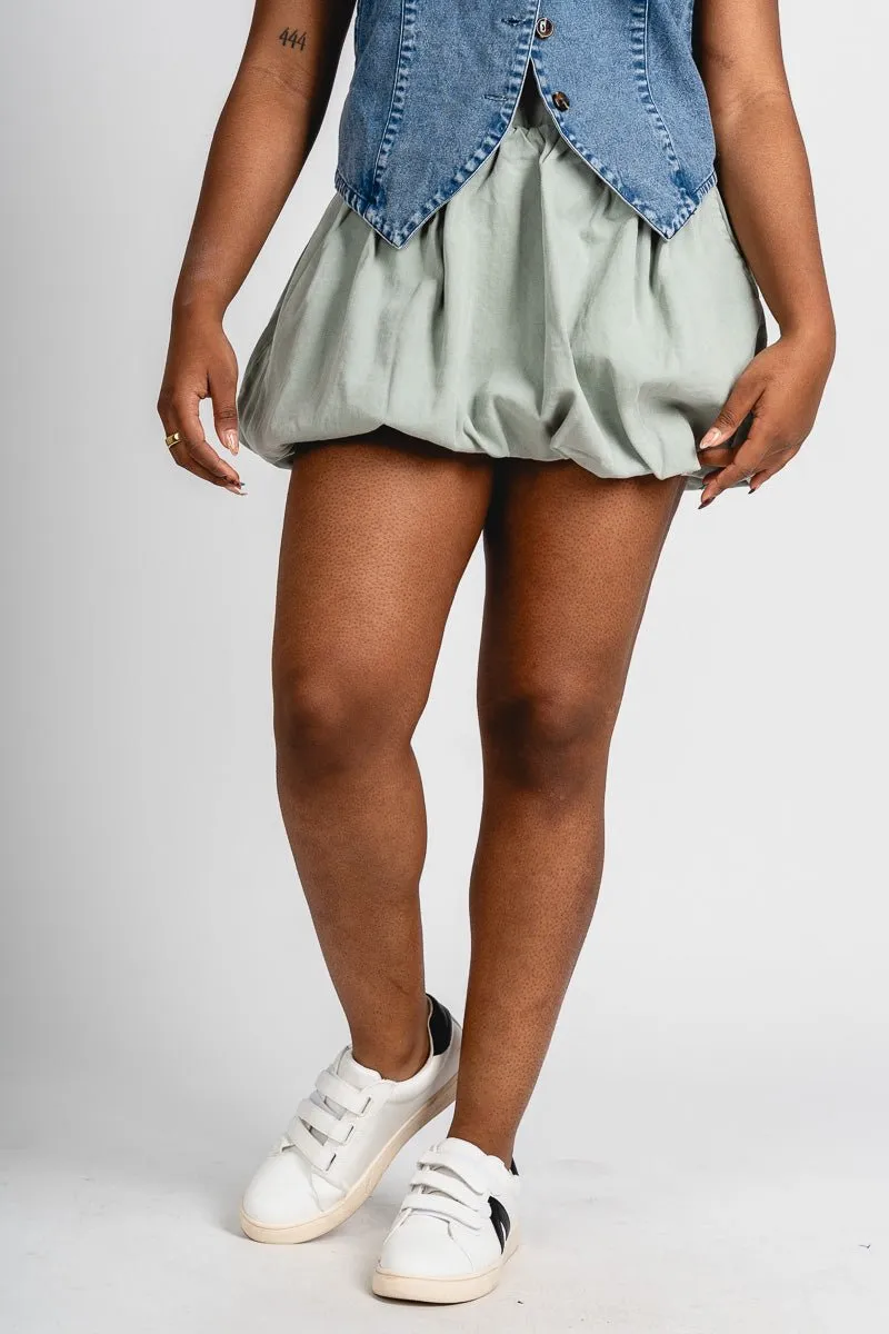 Bubble mini skirt sage green