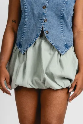 Bubble mini skirt sage green