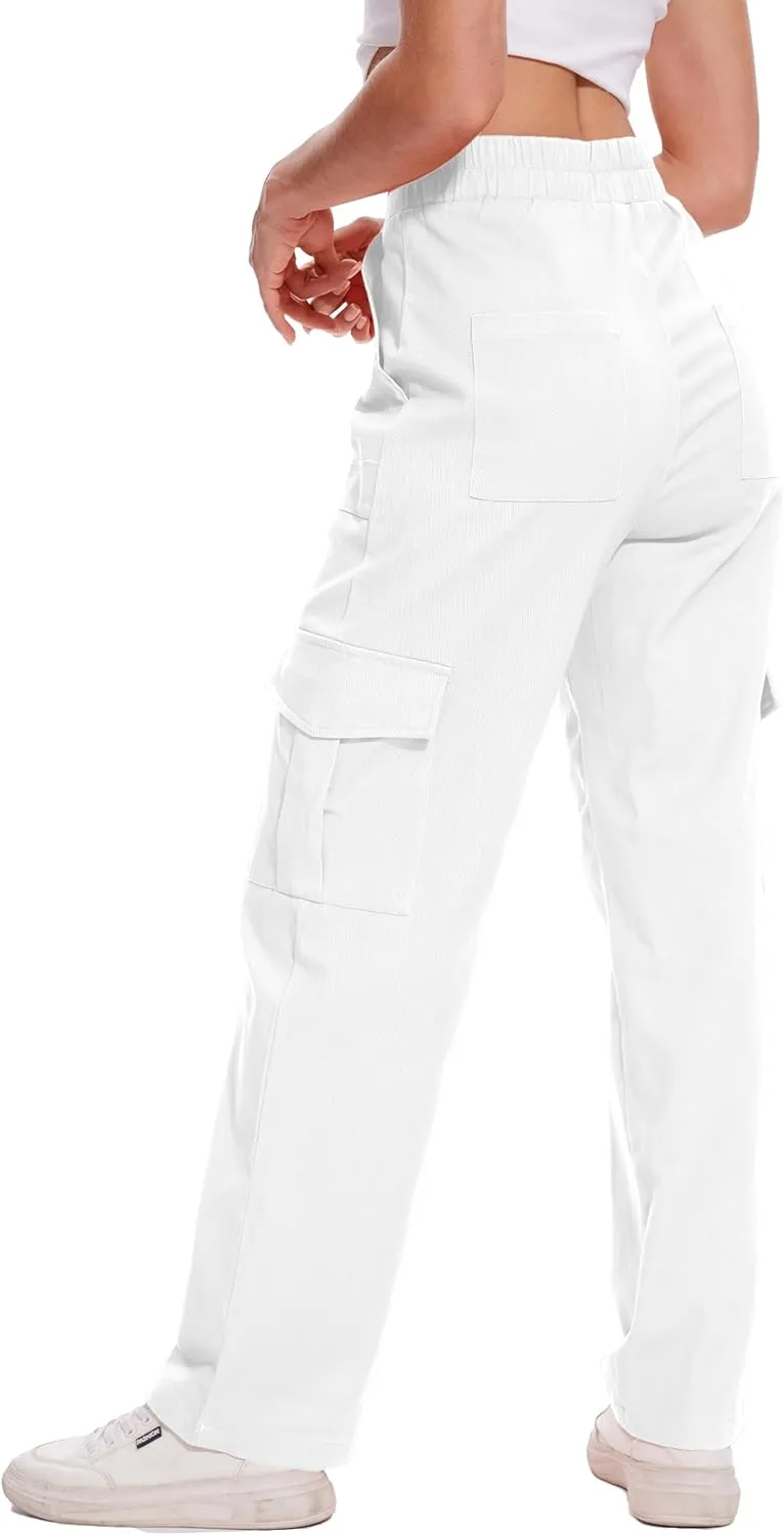 Cargo Pants for Women High Waisted Stretchy Pull On Pants with Pockets