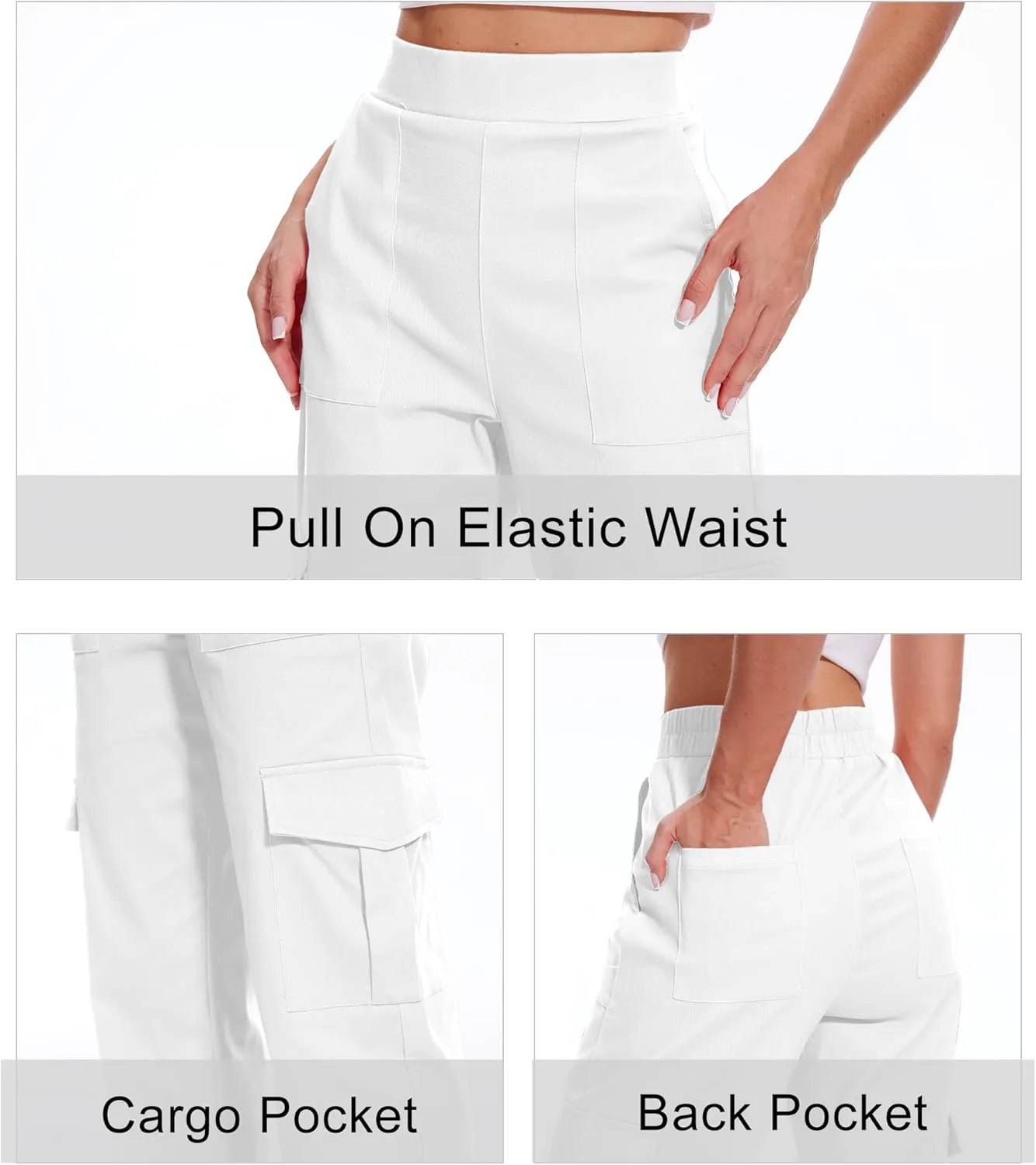 Cargo Pants for Women High Waisted Stretchy Pull On Pants with Pockets