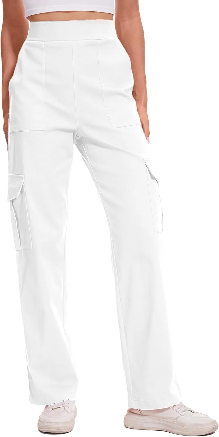 Cargo Pants for Women High Waisted Stretchy Pull On Pants with Pockets