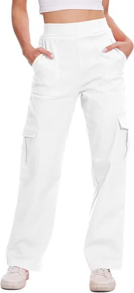 Cargo Pants for Women High Waisted Stretchy Pull On Pants with Pockets