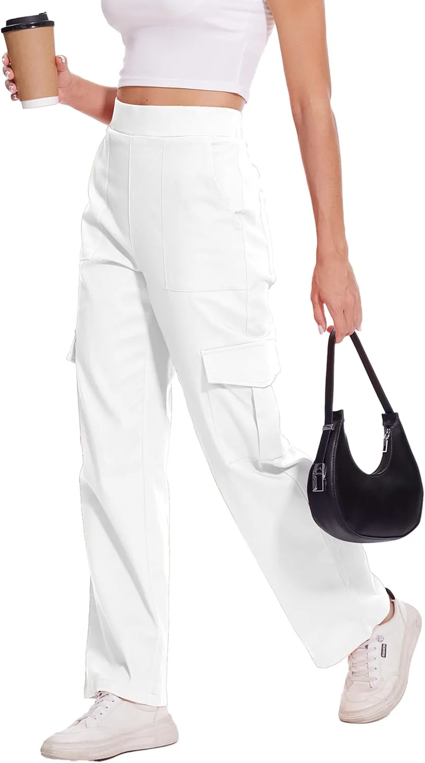 Cargo Pants for Women High Waisted Stretchy Pull On Pants with Pockets