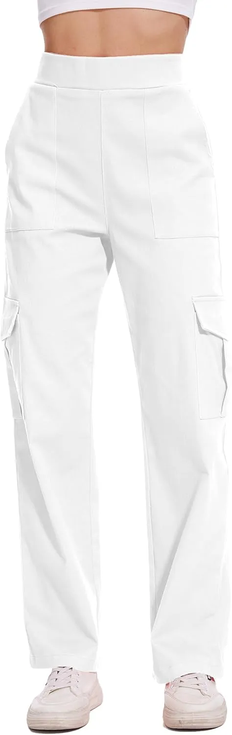 Cargo Pants for Women High Waisted Stretchy Pull On Pants with Pockets