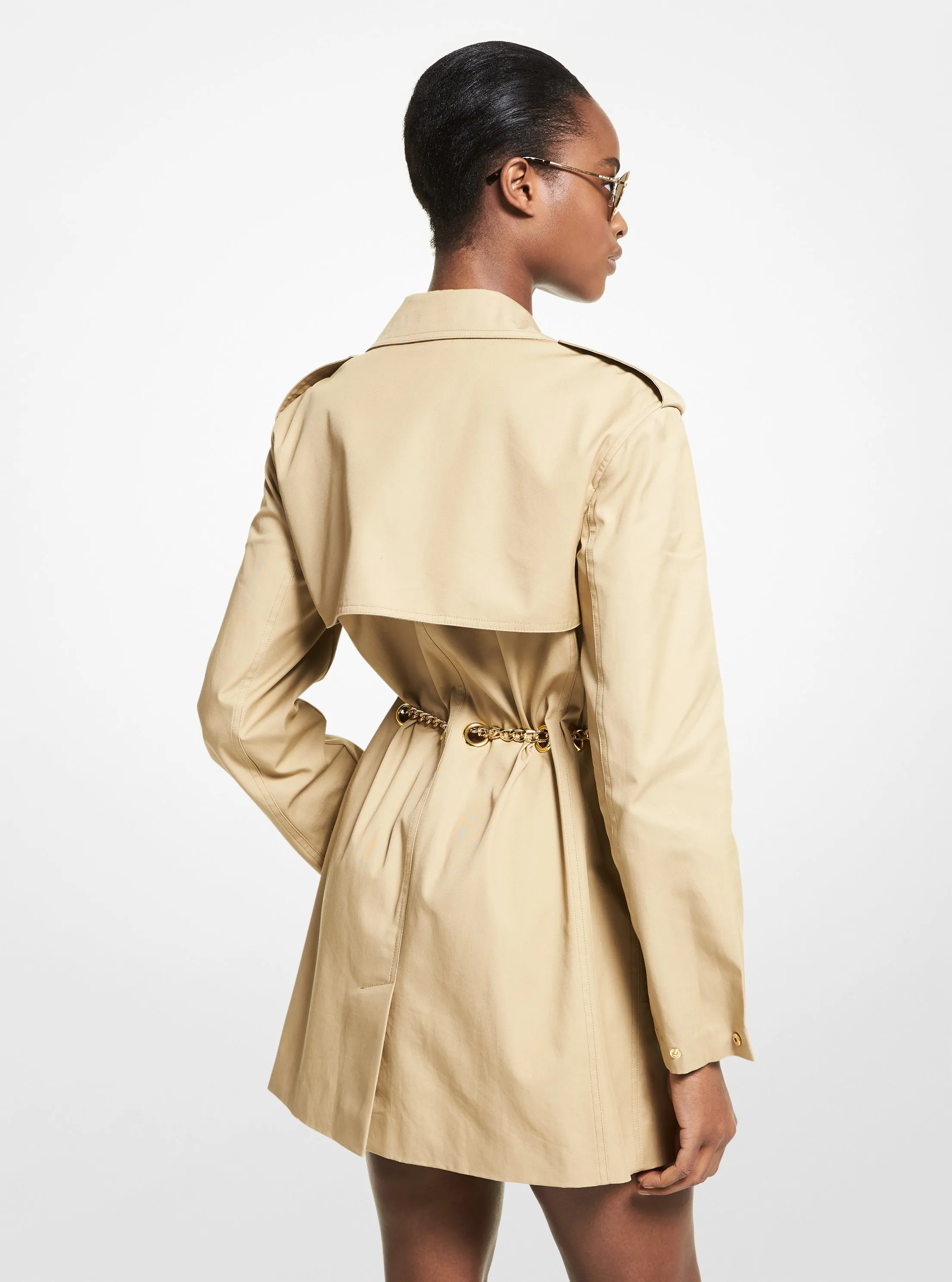 Chain Trim Cotton Trench Coat