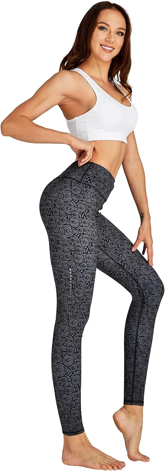 COOLOMG Women Yoga Leggings Running Tights Low Rise Leggings Workout Gym with Hidden Pockets