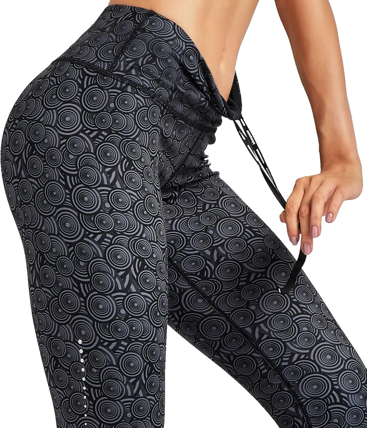 COOLOMG Women Yoga Leggings Running Tights Low Rise Leggings Workout Gym with Hidden Pockets
