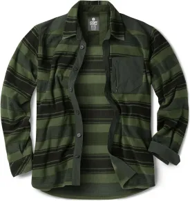 CQR Men's Long Sleeve Heavyweight Fleece Shirts, Plaid Button Up Shirt, Warm Outdoor Casual Shirt with Pockets