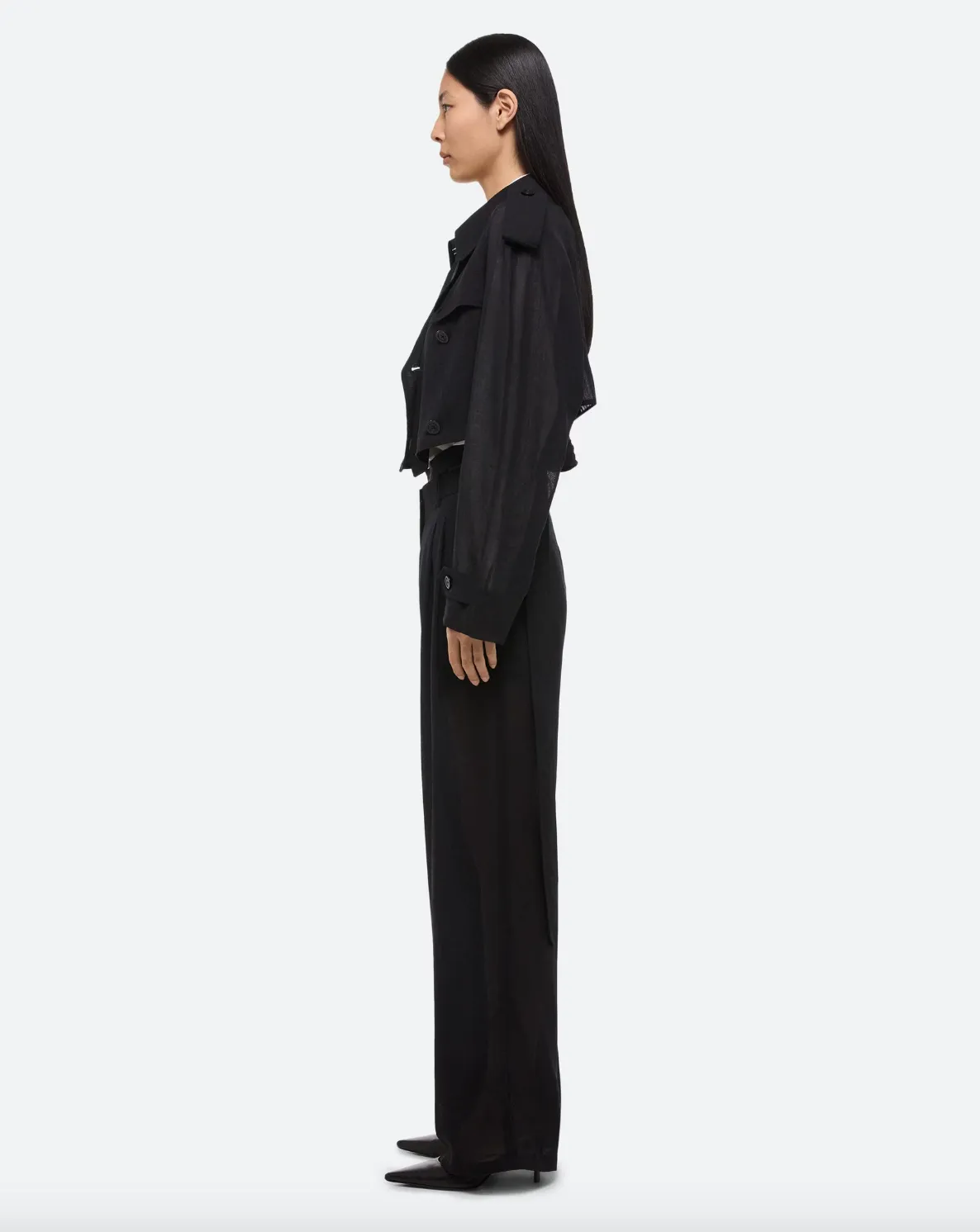 Cropped Trench Coat - Black
