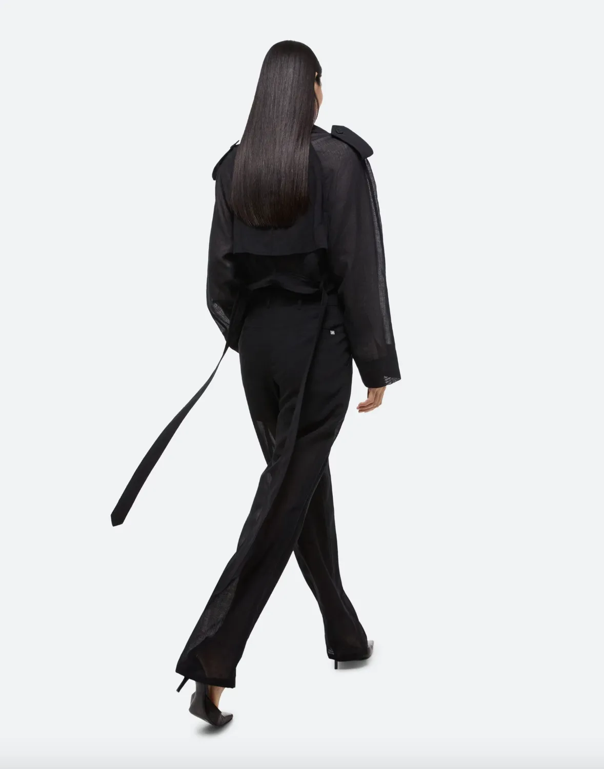 Cropped Trench Coat - Black