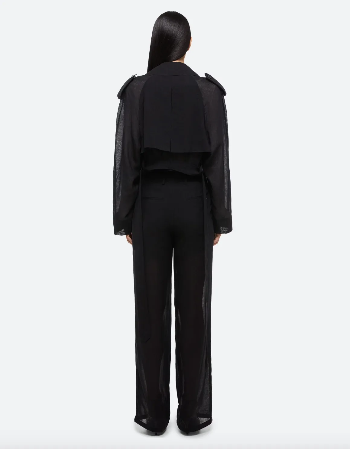 Cropped Trench Coat - Black