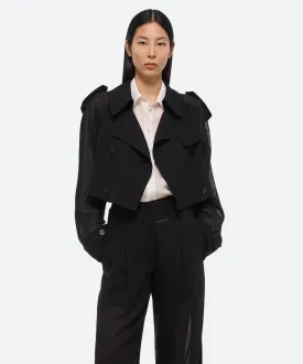 Cropped Trench Coat - Black