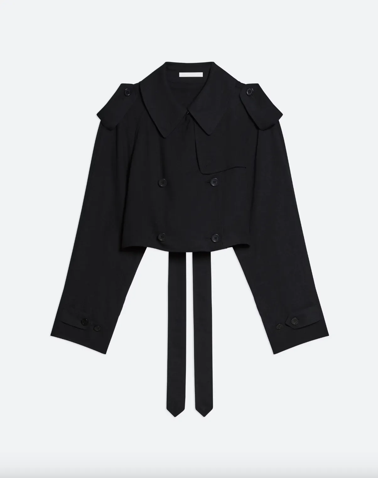 Cropped Trench Coat - Black