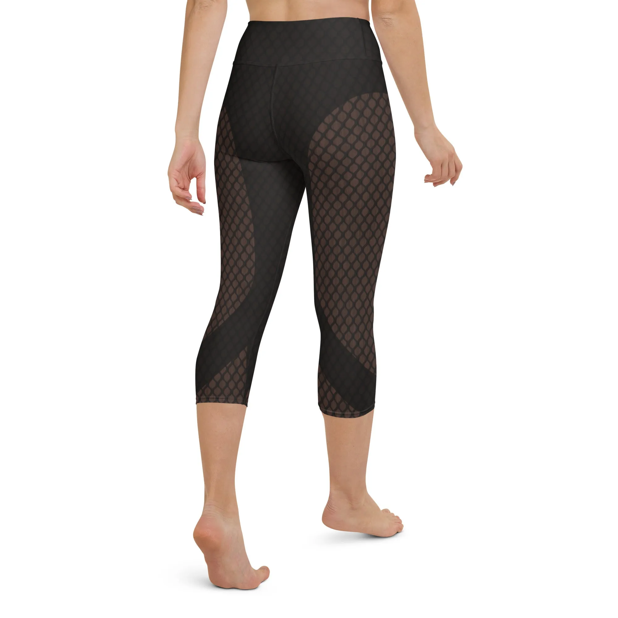 Dark Mesh Print Yoga Capris