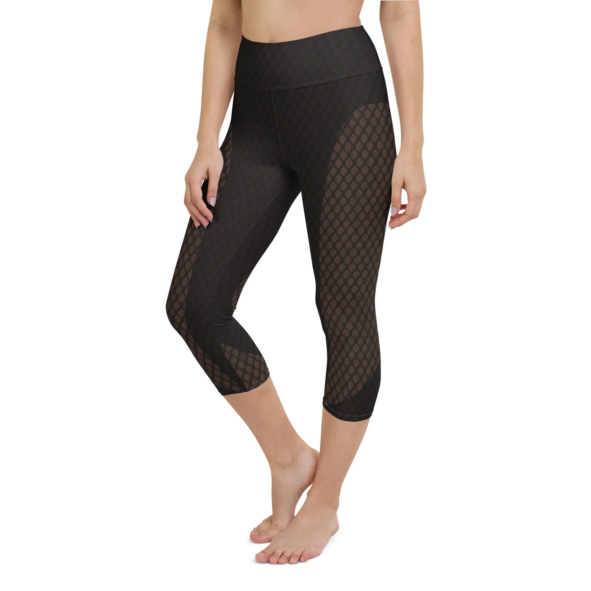 Dark Mesh Print Yoga Capris