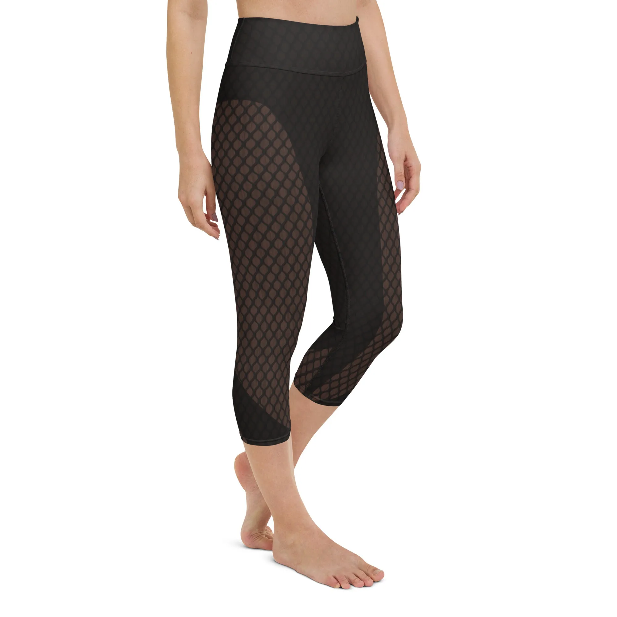 Dark Mesh Print Yoga Capris