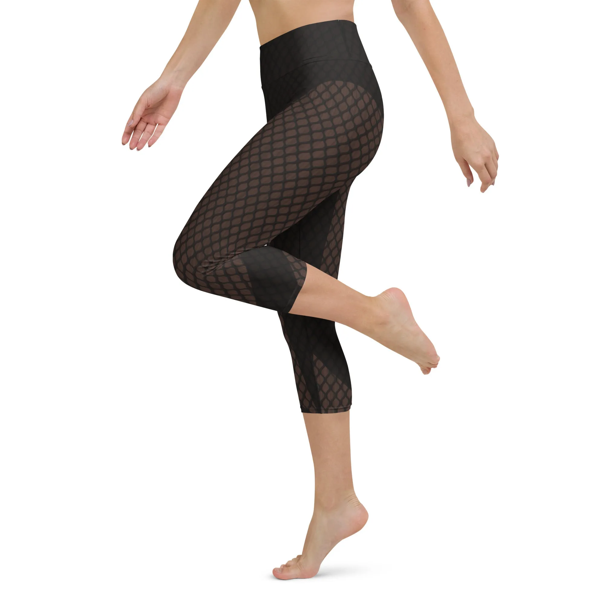 Dark Mesh Print Yoga Capris