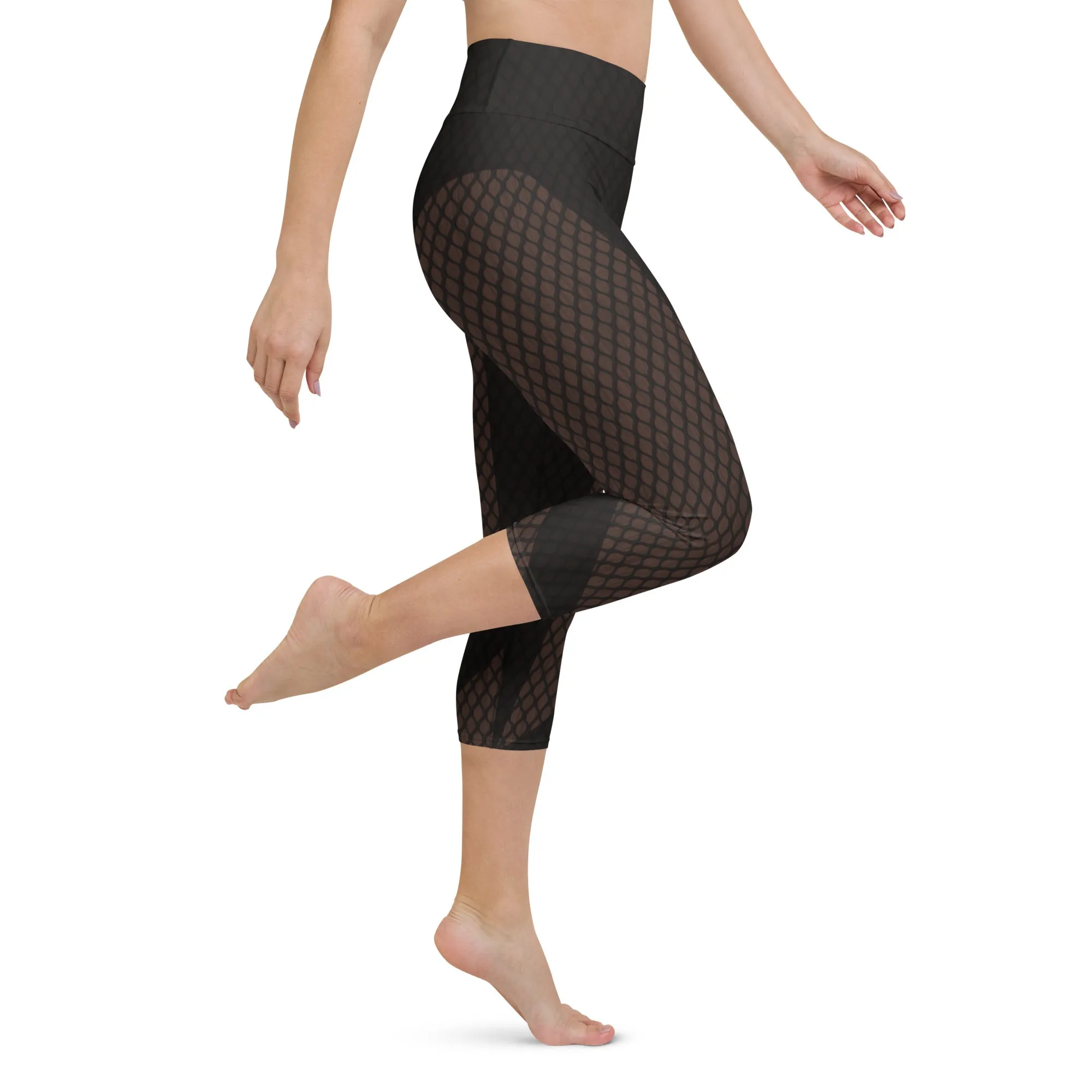 Dark Mesh Print Yoga Capris