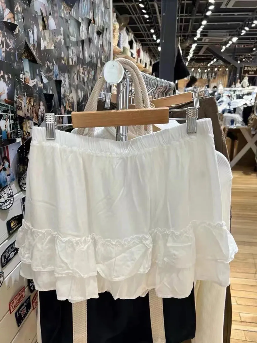 DressBetty - Solid Color Drawstring Fold High Waist Mini Skirt