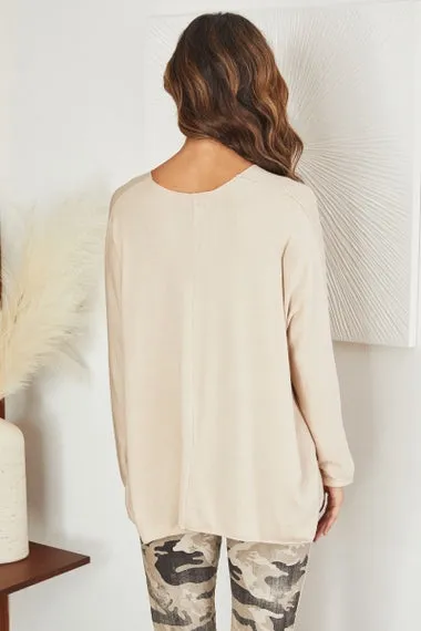 Ella Long Sleeve V-Neck Drape Knit Sweater