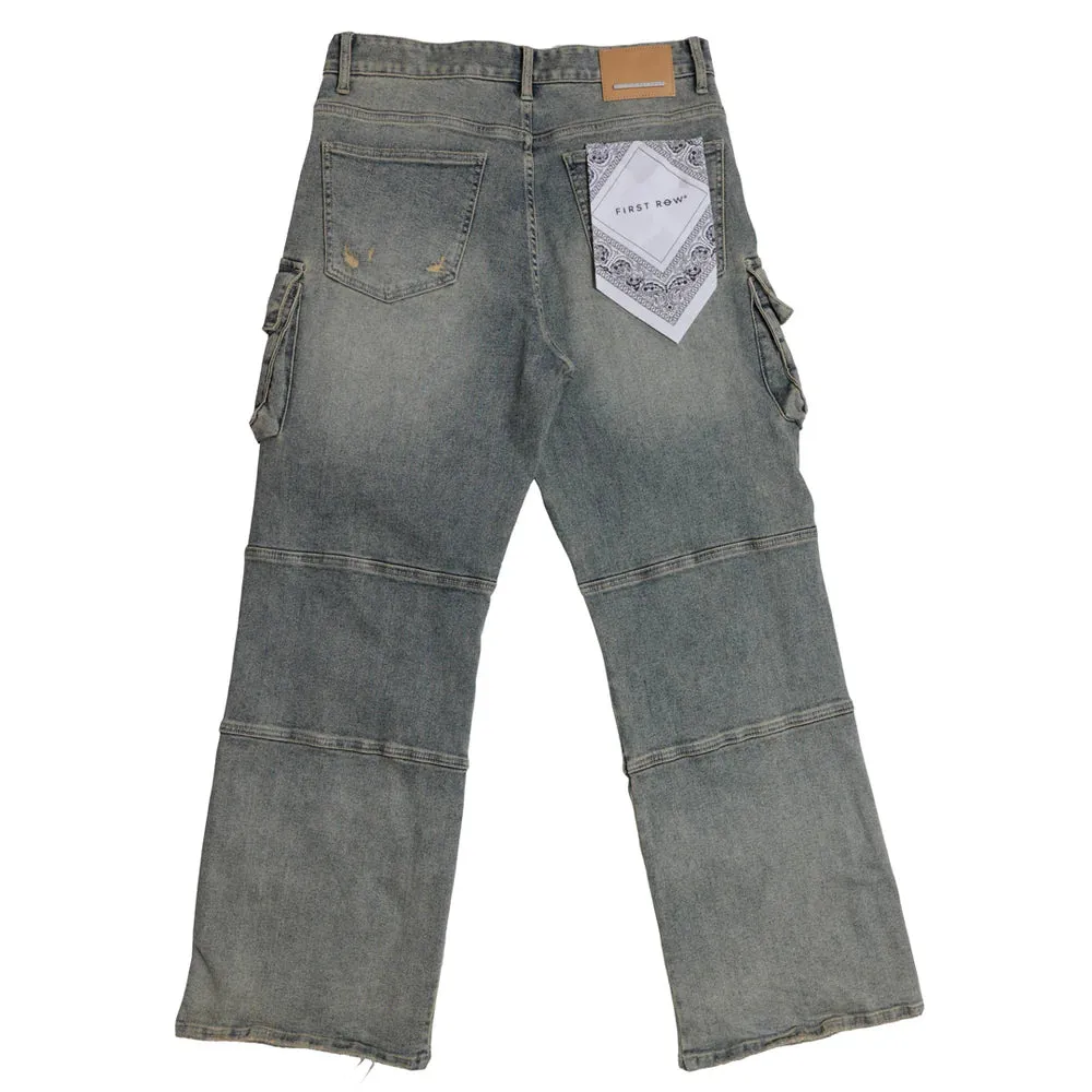 First Row (stone tint  y2k utility cargo denim pant)